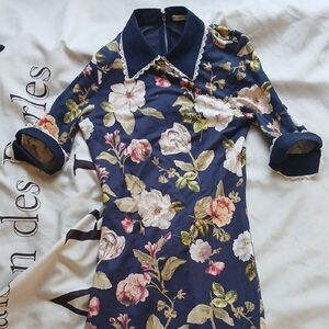 Alice + Olivia Floral Navy Midi Dress